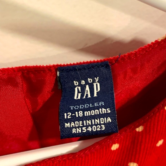 Baby GAP Red polka dot corduroy dress, Sz 12-18mos - Picture 2 of 4